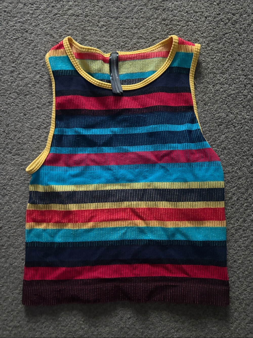 Anthropologie Multicolor Striped Ribbed Tank Top - Yellow Trim